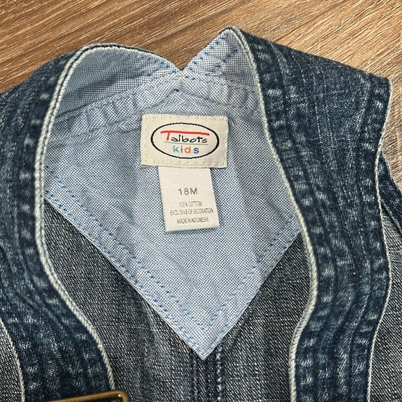Talbots bib overalls boys 18 months tool theme 100% cotton denim blue - Picture 4 of 10